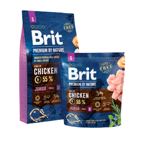 Суха храна за кучета BRIT PREMIUM JUNIOR S BY NATURE [ НОВА, ПОДОБРЕНА ФОРМУЛА ] с 55% прясно пилешко месо